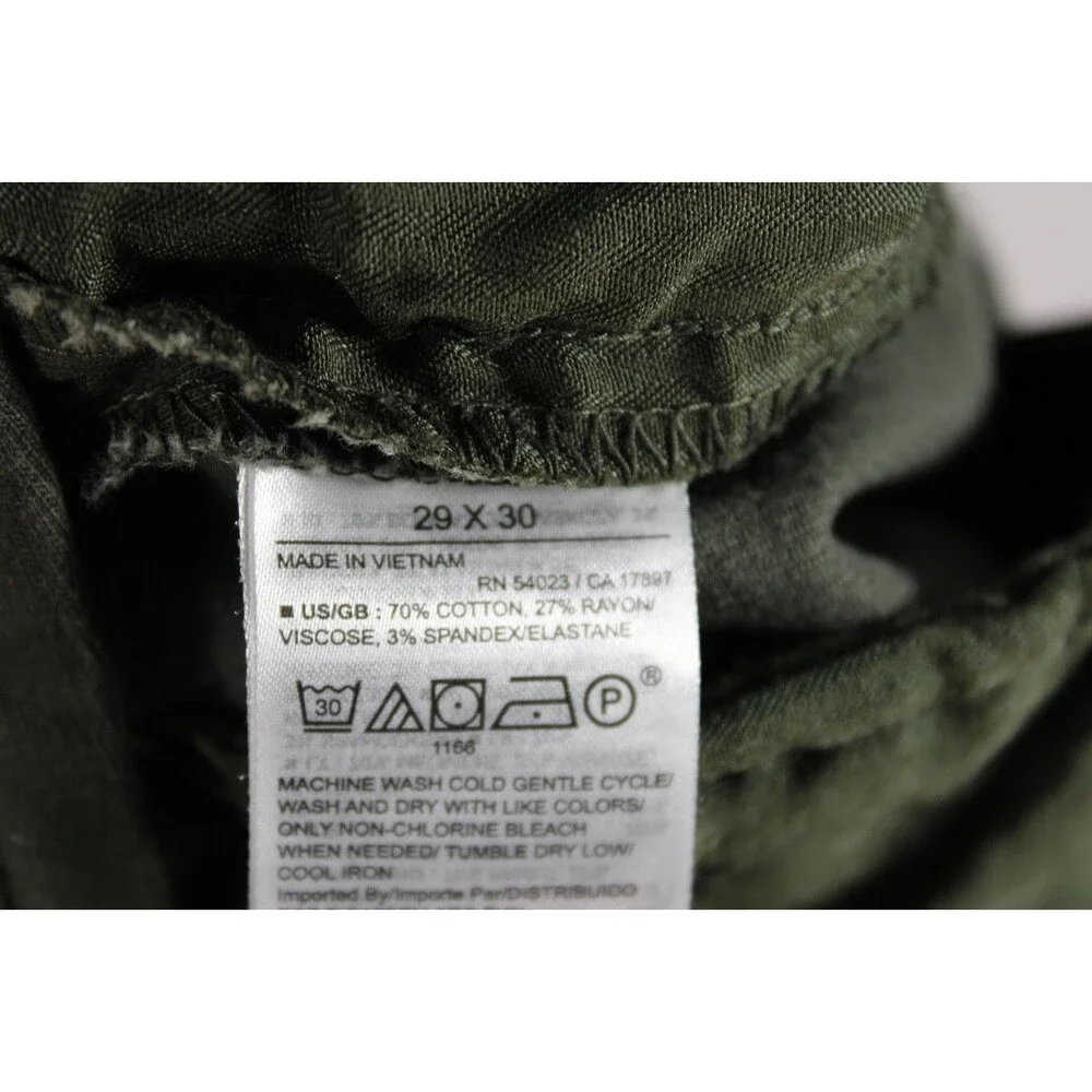 Banana Republic Men Slim Fit Fulton Chino Pants Olive Green Stretch Size 29x30